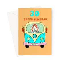 Load image into Gallery viewer, Birthday Card Age 30 - Pickle Piggy Campervan Guinea Pig
