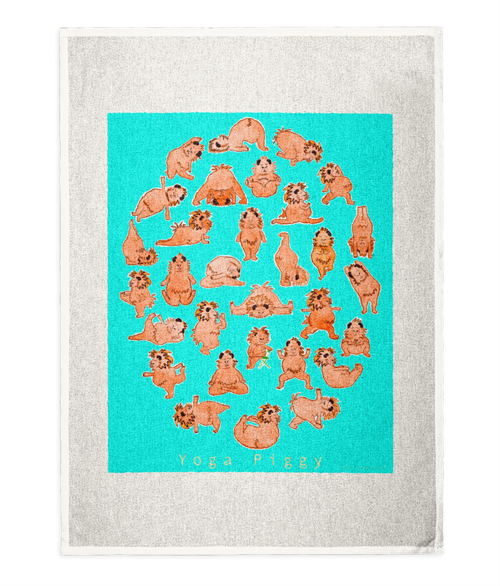 Yoga Piggy - Guinea Pig Tea-Towel