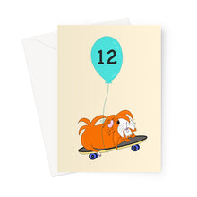 Load image into Gallery viewer, Birthday Card - Skater Pig - Age 12 - Guinea Pig
