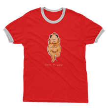 Load image into Gallery viewer, Zen Piggy - Guinea Pig Adult Ringer T-Shirt
