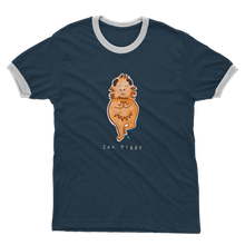 Load image into Gallery viewer, Zen Piggy - Guinea Pig Adult Ringer T-Shirt
