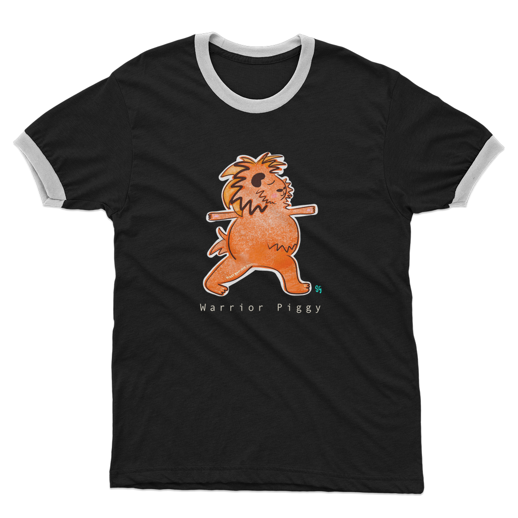 Warrior Piggy Adult Ringer T-Shirt