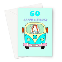 Load image into Gallery viewer, Birthday Card Age 60 - Pickle Piggy Campervan Guinea Pig
