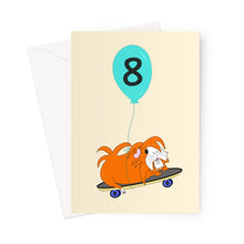 Load image into Gallery viewer, Birthday Card - Skater Pig - Age 8 - Guinea Pig
