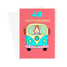 Load image into Gallery viewer, Birthday Card Age 40 - Pickle Piggy Campervan Guinea Pig
