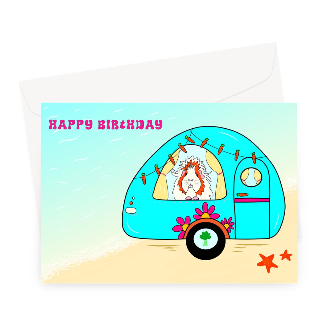 Guinea Pig Birthday Card - Pickle Piggy Caravan