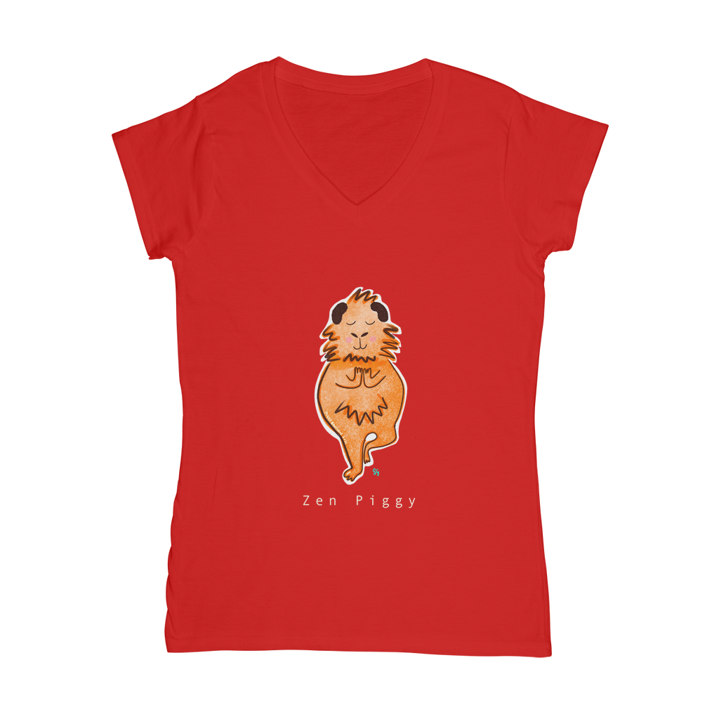 Zen Piggy - Guinea Pig V-Neck T-Shirt