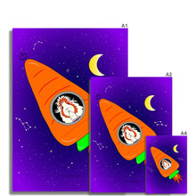 Load image into Gallery viewer, Guinea Pig Poster - Space Rocket Pickle Piggy
