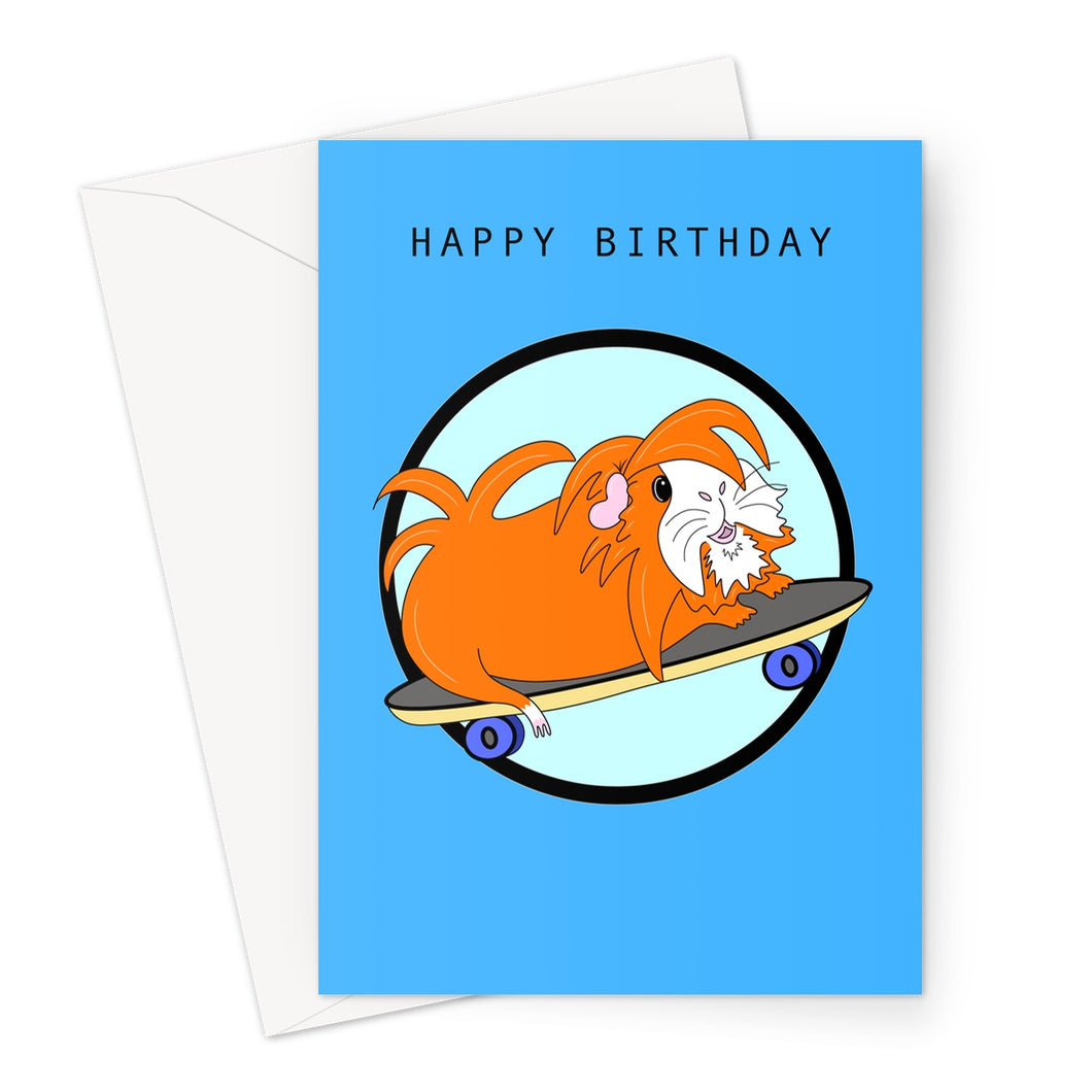 Birthday Card - Skater Pig - Guinea Pig