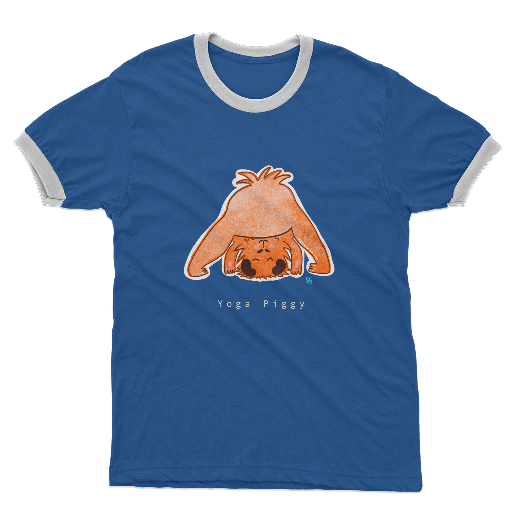 Yoga Piggy Adult Ringer T-Shirt